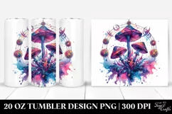 Vibrant Magical Mushroom Clipart, Transparent 20 Oz Tumbler Product Image 1
