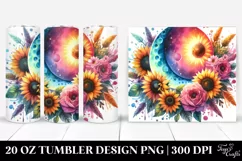 Colorful Half Moon with Sunflowers 20 Oz Tumbler Product Image 1