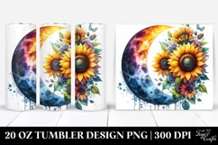 Colorful Half Moon with Sunflowers 20 Oz Tumbler Product Image 1