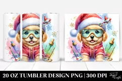 Expressive Winter Golden Retriever Watercolor PNG Product Image 1