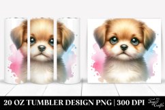 Watercolor Cute Baby Dog Tumbler Design | 20 oz Tumbler Product Image 1