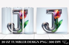 Shiny Letter J with Tulip Monogram on 20 oz Tumbler Product Image 1