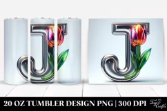 Shiny Letter J with Tulip Monogram on 20 oz Tumbler Product Image 1
