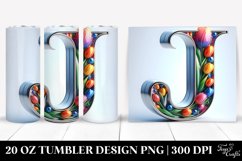 Letter J Shiny Silver Metal, 20 Oz Tumbler Product Image 1