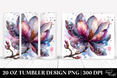 20 Oz Tumbler Sublimation | magnolia Watercolor Splash Product Image 1