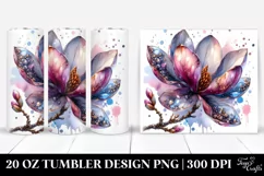 20 Oz Tumbler Sublimation | magnolia Watercolor Splash Product Image 1