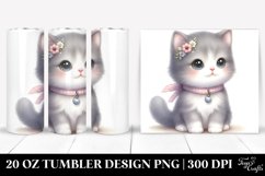 Cute Watercolor Cat Design, Clipart 20 Oz Tumbler Product Image 1