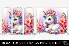 Watercolor Pastel Cute Baby Unicorn Azalea | 20 oz Tumbler Product Image 1
