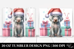 Baby Weimaraner with Santa Hat PNG Product Image 1