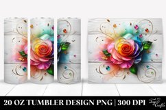 20 Oz Tumbler Sublimation | Colorful Rose Floral Swirls Product Image 1