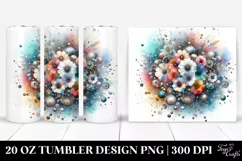 20 Oz Tumbler Sublimation | Colorful Particles Silver Foil Product Image 1