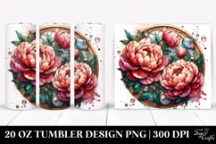 Detailed Wooden Stained Peonies | 20 Oz Tumbler Product Image 1