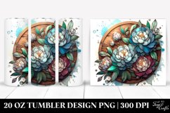 Detailed Wooden Stained Peonies | 20 Oz Tumbler Product Image 1