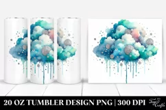 20 Oz Tumbler Sublimation | Cyan Cloud Silver Foil Product Image 1