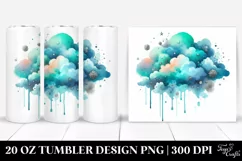 20 Oz Tumbler Sublimation | Cyan Cloud Silver Foil Product Image 1