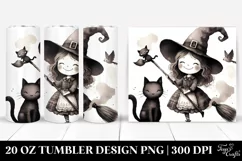 Vintage Witch Cat,Watercolor Washed | 20 oz Tumbler Product Image 1