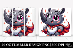 Silly Rhino with Superhero Cape, 20 Oz Tumbler Product Image 1