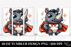 Silly Rhino with Superhero Cape, 20 Oz Tumbler Product Image 1