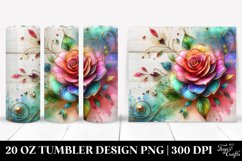 20 Oz Tumbler Sublimation | Rose Floral Swirls Product Image 1