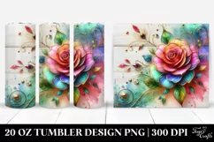 Colorful Rose on White Wooden Background | 20 oz Tumbler Product Image 1