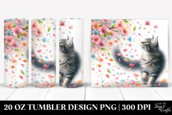 20 Oz Tumbler Sublimation | Cat Tumbling Spring Petals Product Image 1