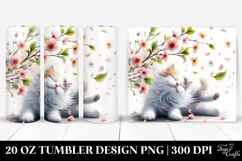 20 Oz Tumbler Sublimation | Cat Tumbling Spring Petals Product Image 1