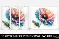 Abstract Poppy Stained Clipart, High-Res 20 Oz Tumbler Product Image 1