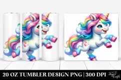 Watercolor Vibrant Drawing Cute Unicorn | 20 oz Tumbler Product Image 1