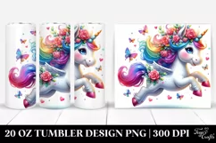 Watercolor Vibrant Drawing Cute Unicorn | 20 oz Tumbler Product Image 1