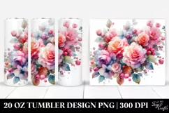 Colorful Roses with Glossy Petals, Watercolor 20 Oz Tumbler Product Image 1
