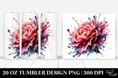 20 Oz Tumbler Sublimation | carnation Watercolor Splash Product Image 1