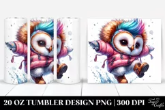 Winter Baby Owl Drawing | 20 oz Tumbler Product Image 1