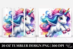 Cute Unicorn Vibrant Drawing,Watercolor | 20 oz Tumbler Product Image 1