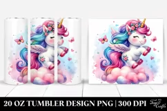 Cute Unicorn Vibrant Drawing,Watercolor | 20 oz Tumbler Product Image 1
