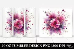 Magenta Watercolor Background | 20 oz Tumbler Product Image 1