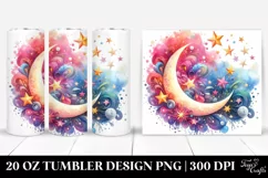 Vibrant Half Moon with Stars 20 Oz Tumbler Product Image 1