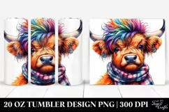 Playful Highlandcow Watercolor PNG Product Image 1