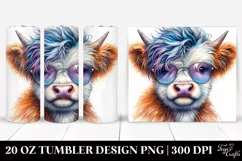 Playful Highlandcow Watercolor PNG Product Image 1