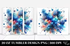 20 Oz Tumbler Sublimation | Colorful Blueis Watercolor Product Image 1
