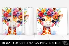 Vibrant Giraffe with Flower Crown 20 Oz Tumbler Product Image 1