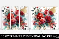 Abstract Red Roses Watercolor Design | 20 oz Tumbler Product Image 1