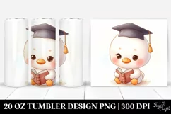 Cute Baby Swan Graduation Cap Reading Book | 20 oz Tumbler Product Image 1