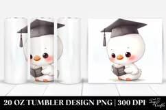 Cute Baby Swan Graduation Cap Reading Book | 20 oz Tumbler Product Image 1