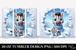 Cute Baby Zebra Exiting Ice, Clipart 20 Oz Tumbler Product Image 1