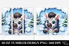 Cute Baby Zebra Exiting Ice, Clipart 20 Oz Tumbler Product Image 1