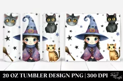 Whimsical Funny Witch with Cat | 20 oz Tumbler Product Image 1