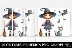 Whimsical Funny Witch with Cat | 20 oz Tumbler Product Image 1