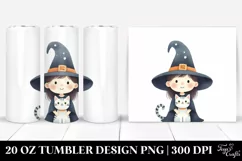 Whimsical Funny Witch with Cat | 20 oz Tumbler Product Image 1