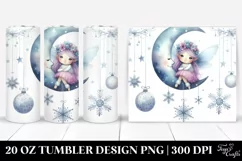 Whimsical Fairy Moon Clipart, High-Res 20 Oz Tumbler Product Image 1