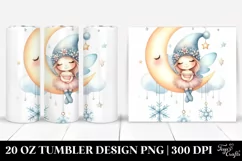 Whimsical Fairy Moon Clipart, High-Res 20 Oz Tumbler Product Image 1